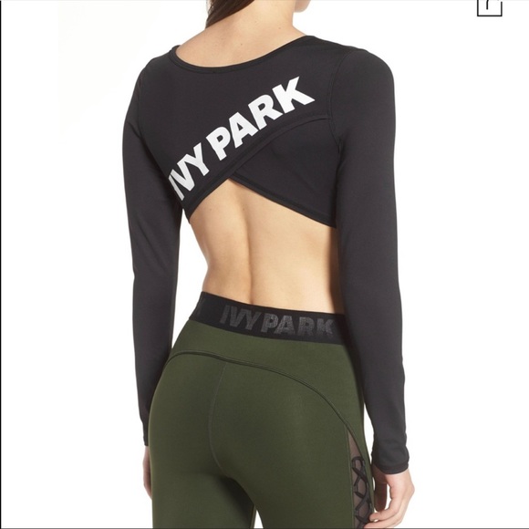 IVY PARK Tops - IVY PARK Wrap Logo Crop Top Long Sleeve Black